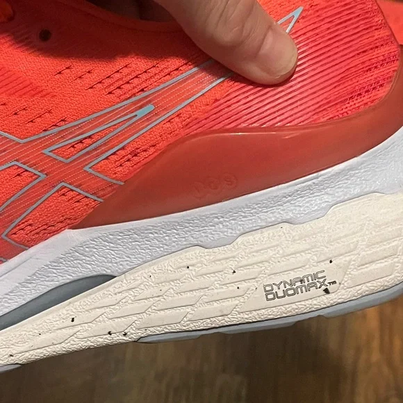 EUC ASICS Women's Neon Coral Running Shoes - Picture 10 of 10